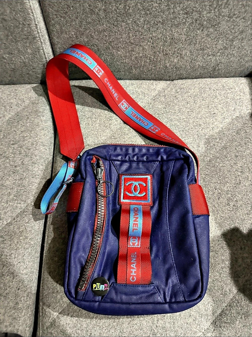 Chanel Sport Line Crossbody Messenger Bag in Blue & Red